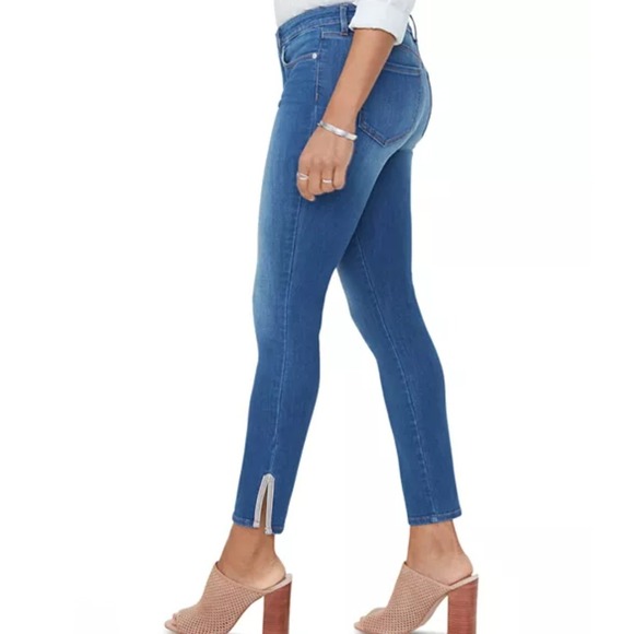 NYDJ Ami Skinny Blue Jeans Crop Ankle Slit Womens Sz 16 Plus Ladera - Picture 10 of 13